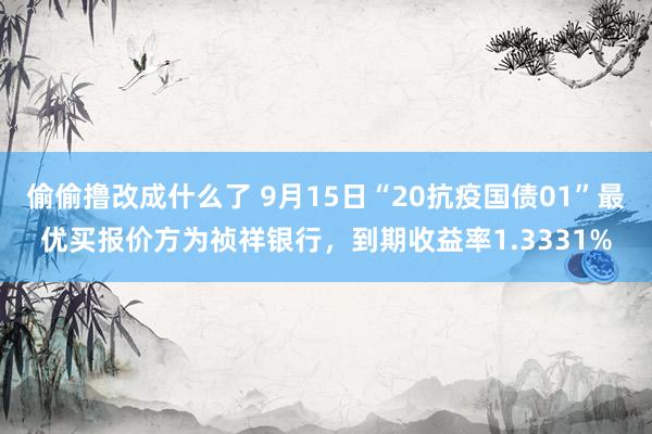 偷偷撸改成什么了 9月15日“20抗疫国债01”最优买报价方为祯祥银行，到期收益率1.3331%