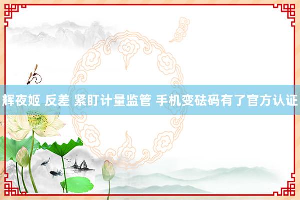 辉夜姬 反差 紧盯计量监管 手机变砝码有了官方认证