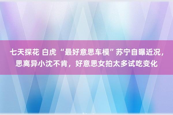 七天探花 白虎 “最好意思车模”苏宁自曝近况，思离异小沈不肯，好意思女拍太多试吃变化