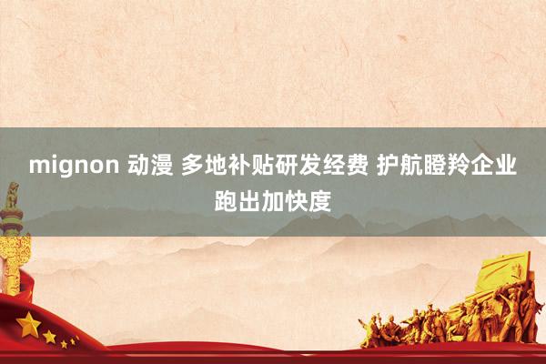 mignon 动漫 多地补贴研发经费 护航瞪羚企业跑出加快度