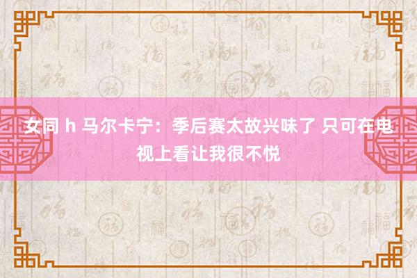 女同 h 马尔卡宁：季后赛太故兴味了 只可在电视上看让我很不悦