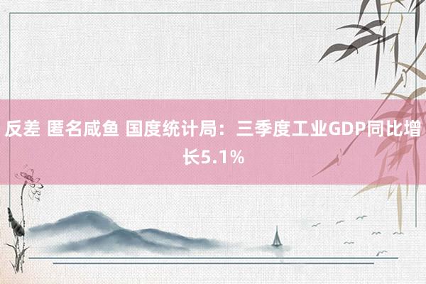 反差 匿名咸鱼 国度统计局：三季度工业GDP同比增长5.1%