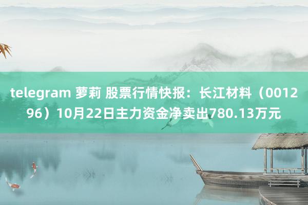 telegram 萝莉 股票行情快报：长江材料（001296）10月22日主力资金净卖出780.13万元