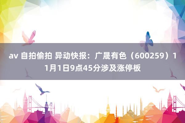 av 自拍偷拍 异动快报：广晟有色（600259）11月1日9点45分涉及涨停板