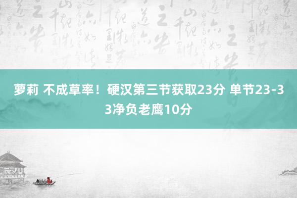 萝莉 不成草率！硬汉第三节获取23分 单节23-33净负老鹰10分