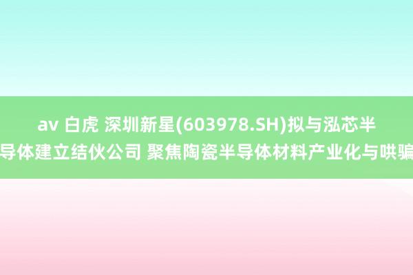 av 白虎 深圳新星(603978.SH)拟与泓芯半导体建立结伙公司 聚焦陶瓷半导体材料产业化与哄骗