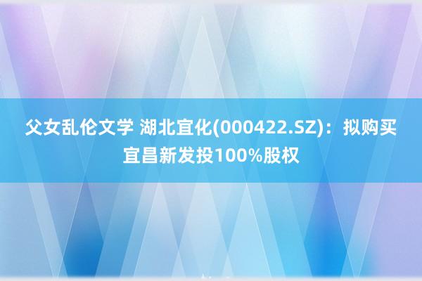 父女乱伦文学 湖北宜化(000422.SZ)：拟购买宜昌新发投100%股权