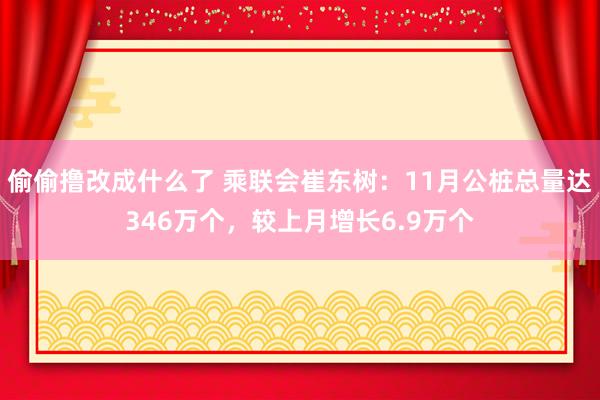 偷偷撸改成什么了 乘联会崔东树：11月公桩总量达346万个，较上月增长6.9万个