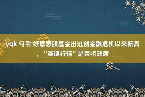 yqk 勾引 好意思股基金出逃创金融危机以来新高，“圣诞行情”是否将缺席