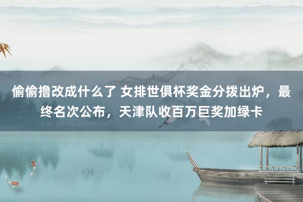 偷偷撸改成什么了 女排世俱杯奖金分拨出炉，最终名次公布，天津队收百万巨奖加绿卡