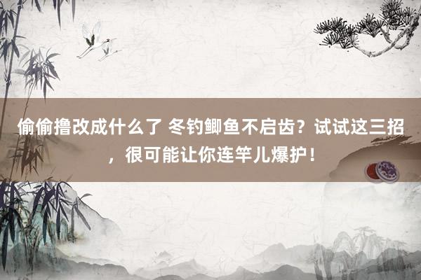 偷偷撸改成什么了 冬钓鲫鱼不启齿？试试这三招，很可能让你连竿儿爆护！